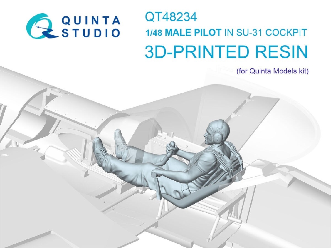 Male Pilot Sitting In Su-31 (1 Figure 3d-printed / For Quinta Models Kits) - image 1