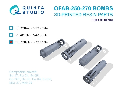 Ofab-250-270 Bombs - 3d-printed (4 Pcs / For All Kits) - image 1