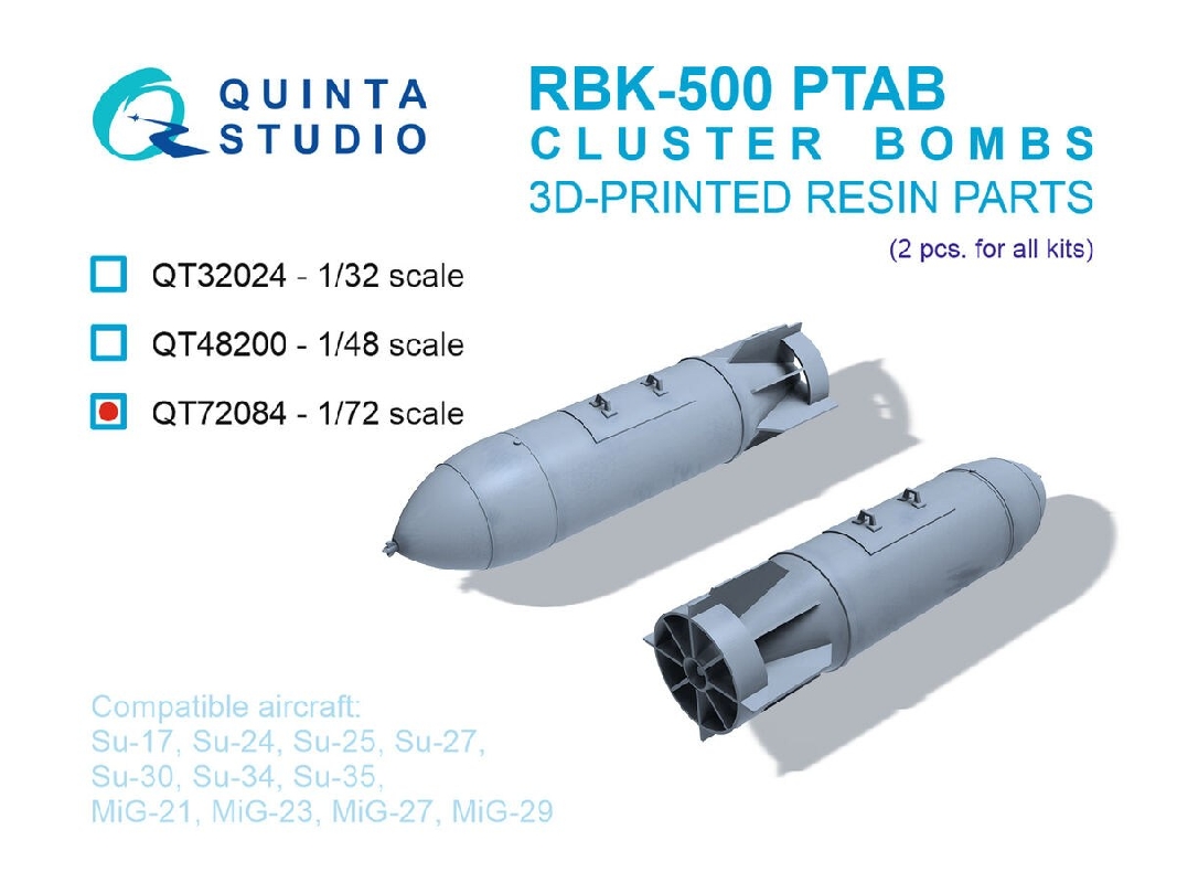 Rbk-500 Ptab Cluster Bombs - 3d-printed (2 Pcs / For All Kits) - image 1