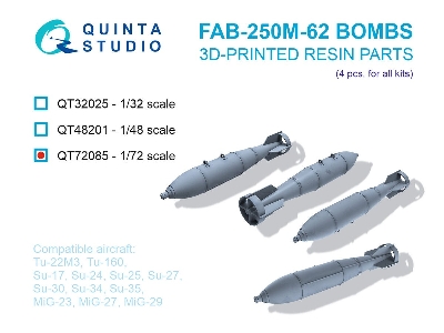 Fab-250 M-62 Bombs - 3d-printed (4 Pcs / For All Kits) - image 1