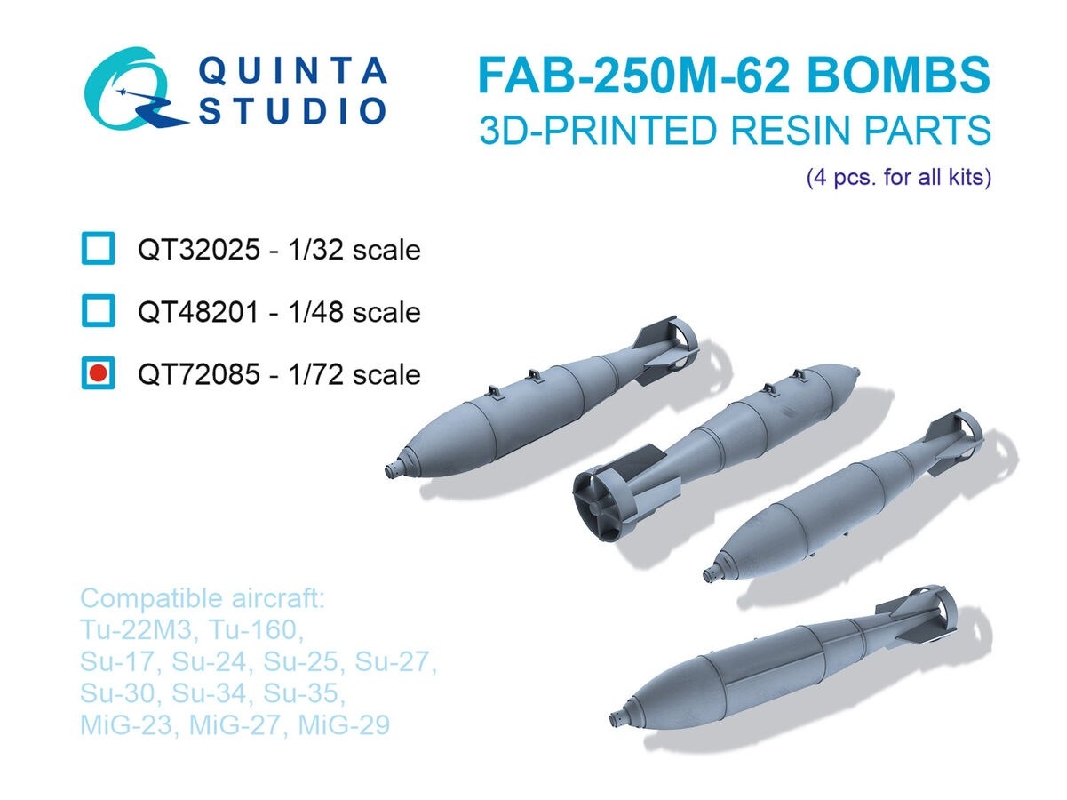Fab-250 M-62 Bombs - 3d-printed (4 Pcs / For All Kits) - image 1