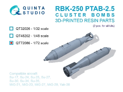 Rbk-250 Ptab-2.5М Cluster Bombs - 3d-printed (2 Pcs / For All Kits) - image 1