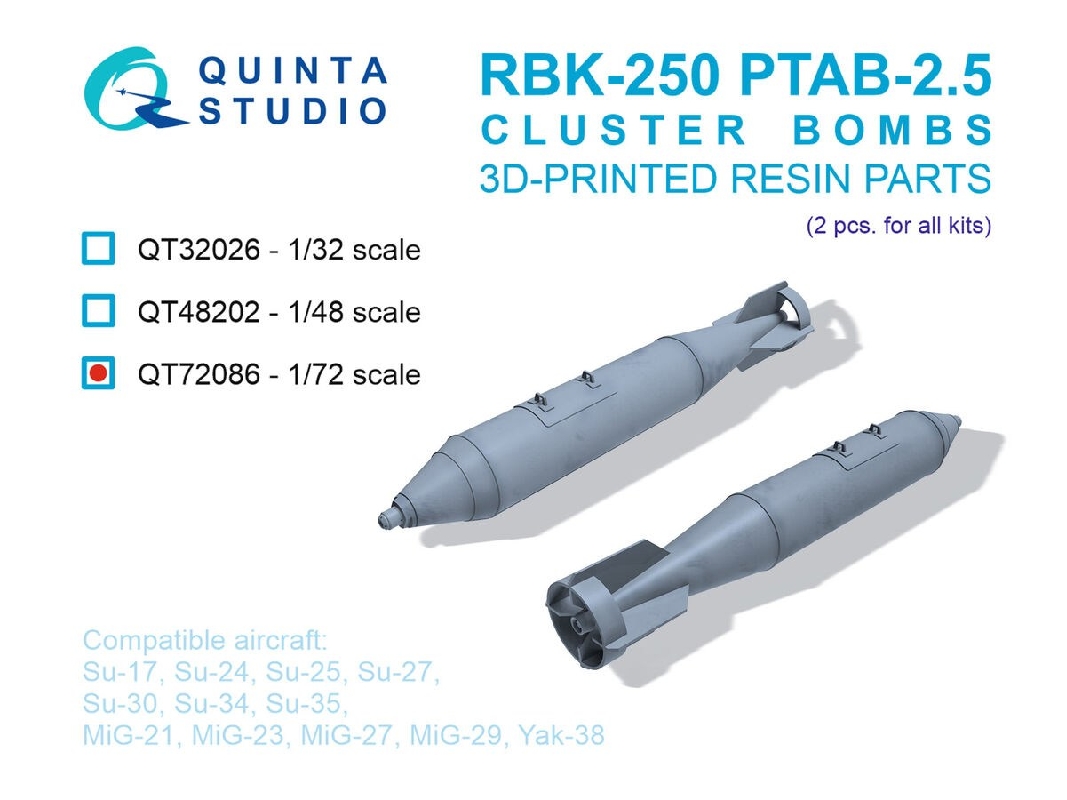 Rbk-250 Ptab-2.5М Cluster Bombs - 3d-printed (2 Pcs / For All Kits) - image 1