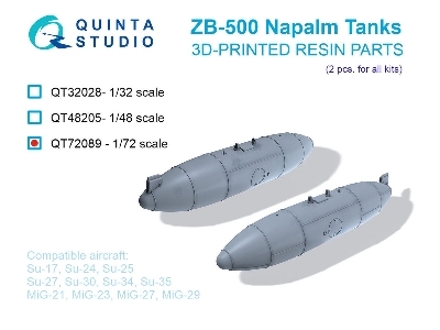 Zb-500 Napalm Tanks - 3d-printed (2 Pcs / For All Kits) - image 1