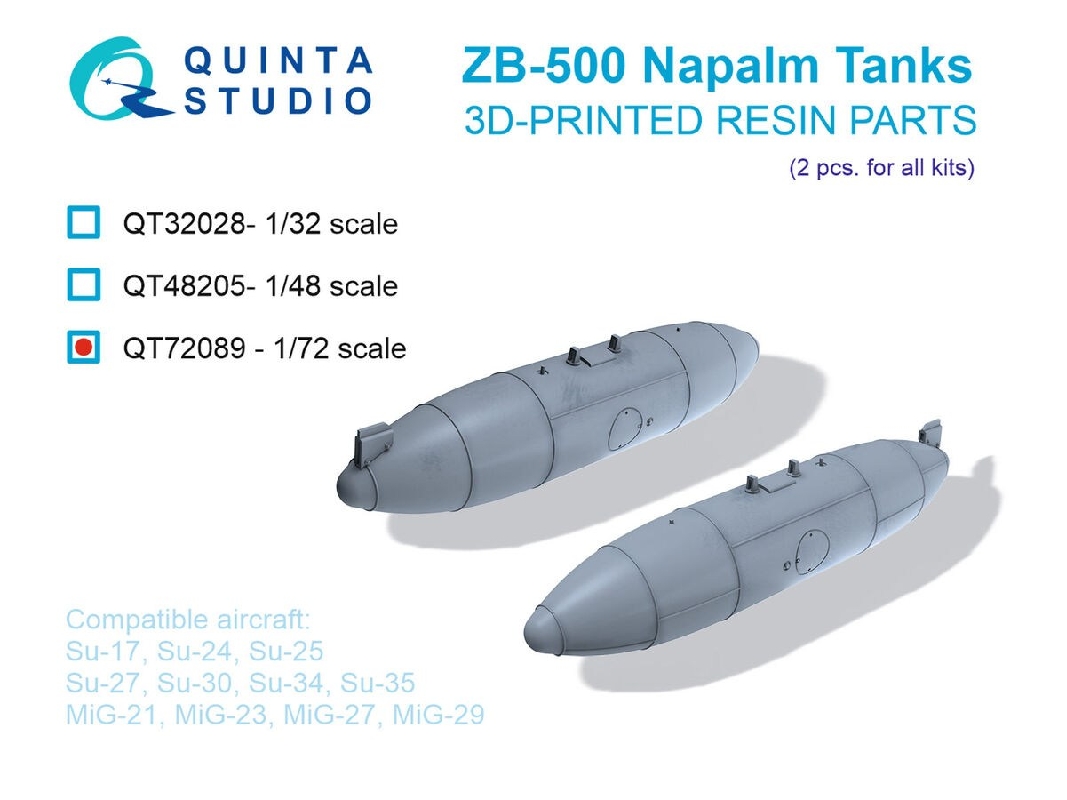 Zb-500 Napalm Tanks - 3d-printed (2 Pcs / For All Kits) - image 1