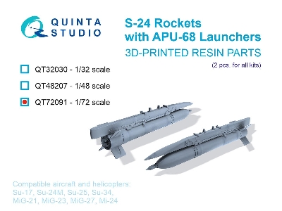 S-24 Rockets With Apu-68 Launchers - 3d-printed (2 Pcs / For All Kits) - image 1