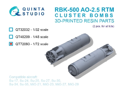 Rbk-500 Ao-2.5 Rtm Cluster Bombs - 3d-printed (2 Pcs / For All Kits) - image 1