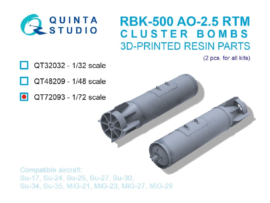 Rbk-500 Ao-2.5 Rtm Cluster Bombs - 3d-printed (2 Pcs / For All Kits) - image 1