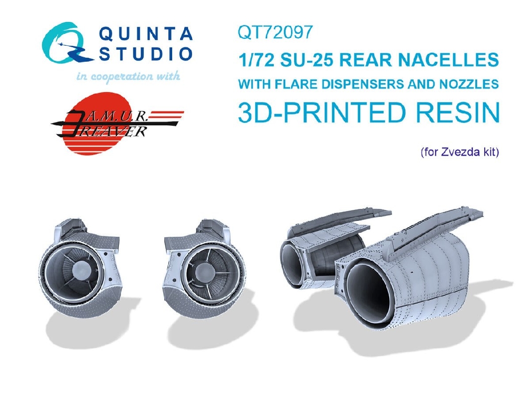 Sukhoi Su-25 - Rear Engine Nacelles With Flare Dispensers And Nozzles (For Zvezda Kits / 3d-printed) - image 1