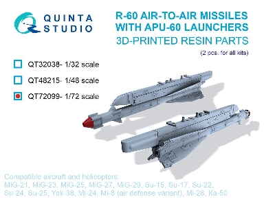 R-60 Air-to-air Missiles With Apu-60 Launchers (2 Pcs / 3d-printed) - image 1