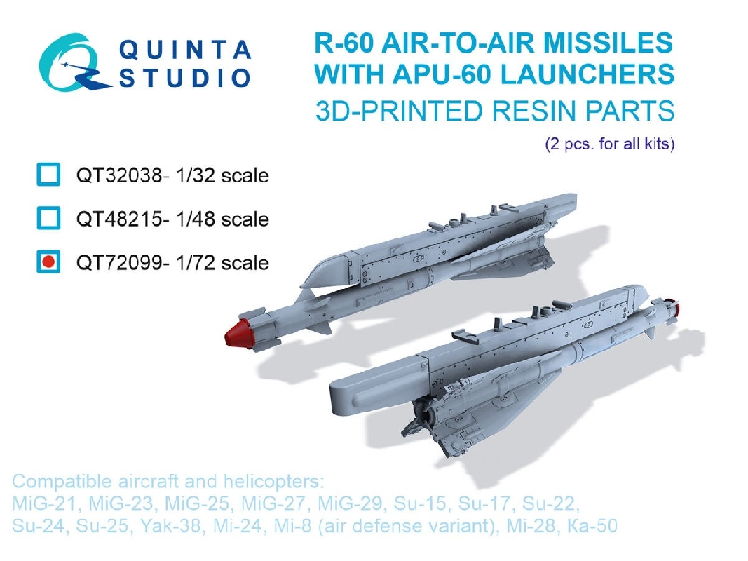 R-60 Air-to-air Missiles With Apu-60 Launchers (2 Pcs / 3d-printed) - image 1