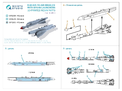 R-60 Air-to-air Missiles With Apu-60 Launchers (2 Pcs / 3d-printed) - image 5