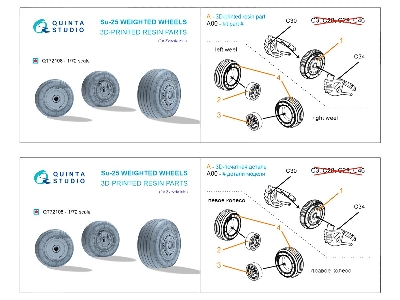 Sukhoi Su-25 - Wheighted Wheels (For Zvezda Kits / 3d-printed) - image 4
