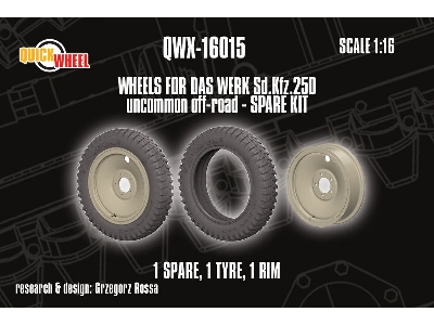 Sd.Kfz. 250 - Uncommon Off-road Spare Kit (For Das Werk Kits) 1 Spare, 1 Tyre, 1 Rim - Das Werk - image 1