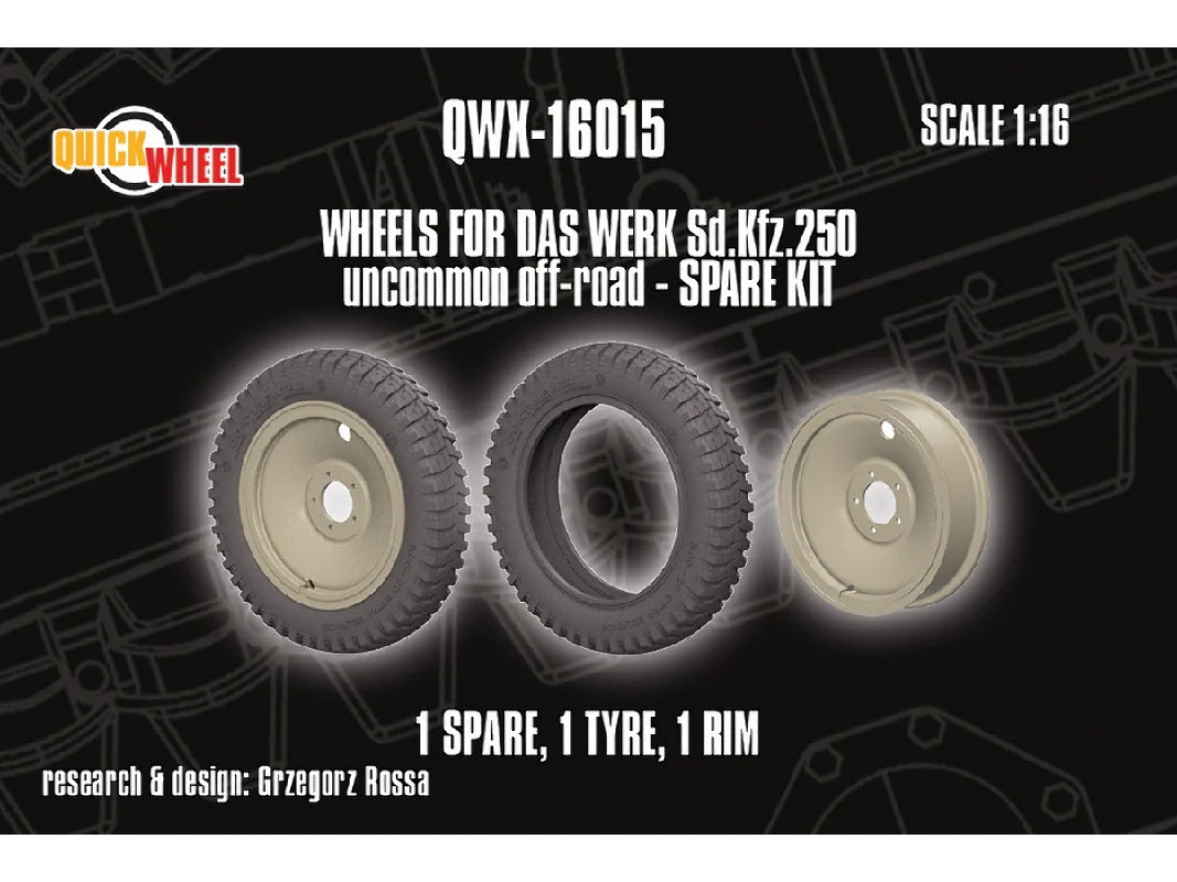 Sd.Kfz. 250 - Uncommon Off-road Spare Kit (For Das Werk Kits) 1 Spare, 1 Tyre, 1 Rim - Das Werk - image 1