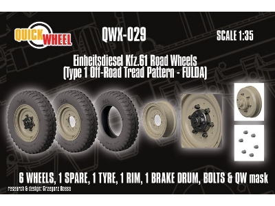 Einheitsdiesel Kfz. 61 - Road Wheels (Type 1 Off-road Tread Pattern - Fulda) - image 1