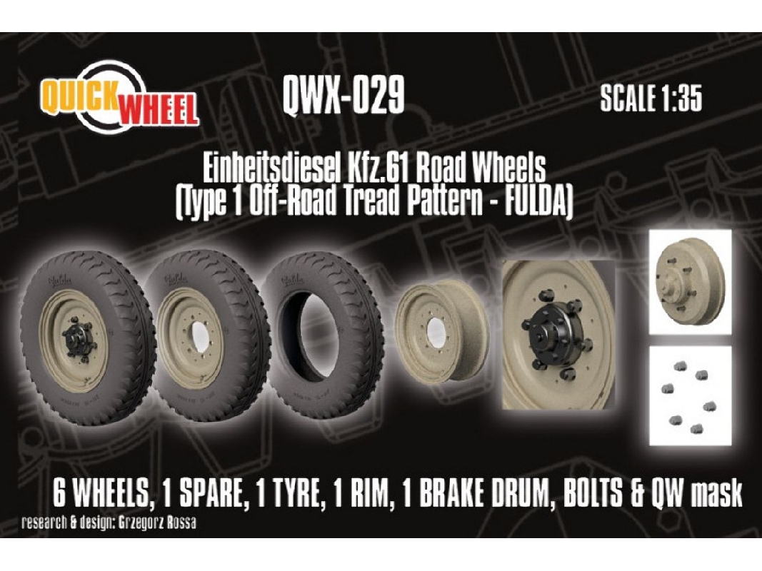 Einheitsdiesel Kfz. 61 - Road Wheels (Type 1 Off-road Tread Pattern - Fulda) - image 1