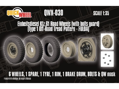 Einheitsdiesel Kfz. 61 - Road Wheels With Bolts Guard (Type 1 Off-road Tread Pattern - Fulda) - image 1