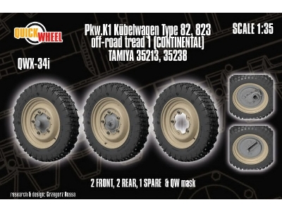 Pkw. K1 Kubelwagen Type 82 823 Off-road Tread 1 (Continental / For Tamiya Kits) - image 1