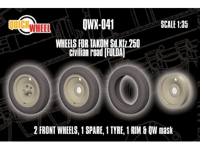 Sd.Kfz. 250 - Wheels Civilian Road (Fulda / For Takom Kits) - image 1
