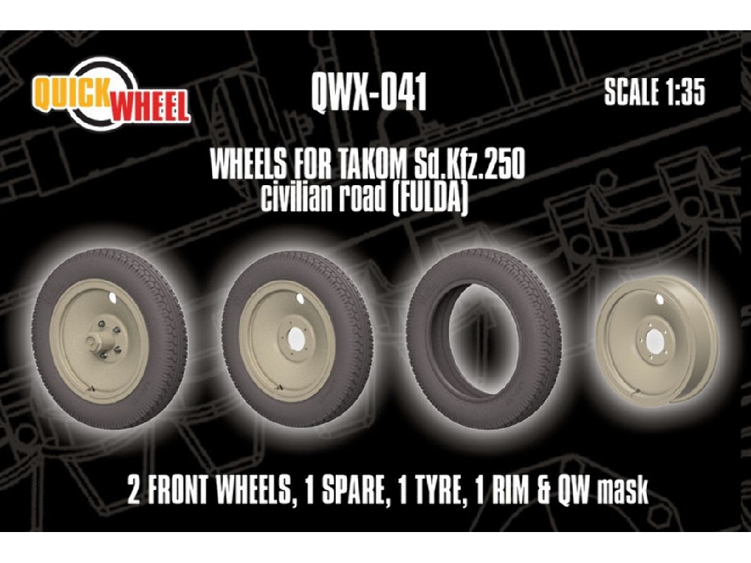 Sd.Kfz. 250 - Wheels Civilian Road (Fulda / For Takom Kits) - image 1
