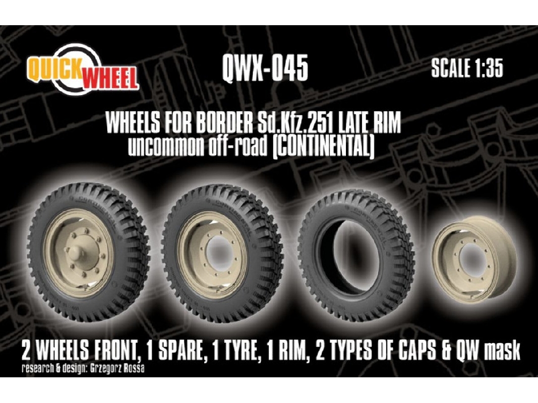 Sd.Kfz. 251 - Late Rim Wheels Uncommon Off-road (Continental / For Border Models Kits) - image 1