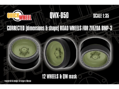 Bmp-3 - Corrected Road Wheels 12 Wheels & Qw Mask (For Zvezda Kits) - image 1