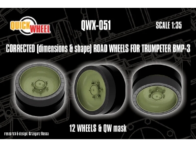 Bmp-3 - Corrected Road Wheels 12 Wheels & Qw Mask (For Trumpeter Kits) - image 1