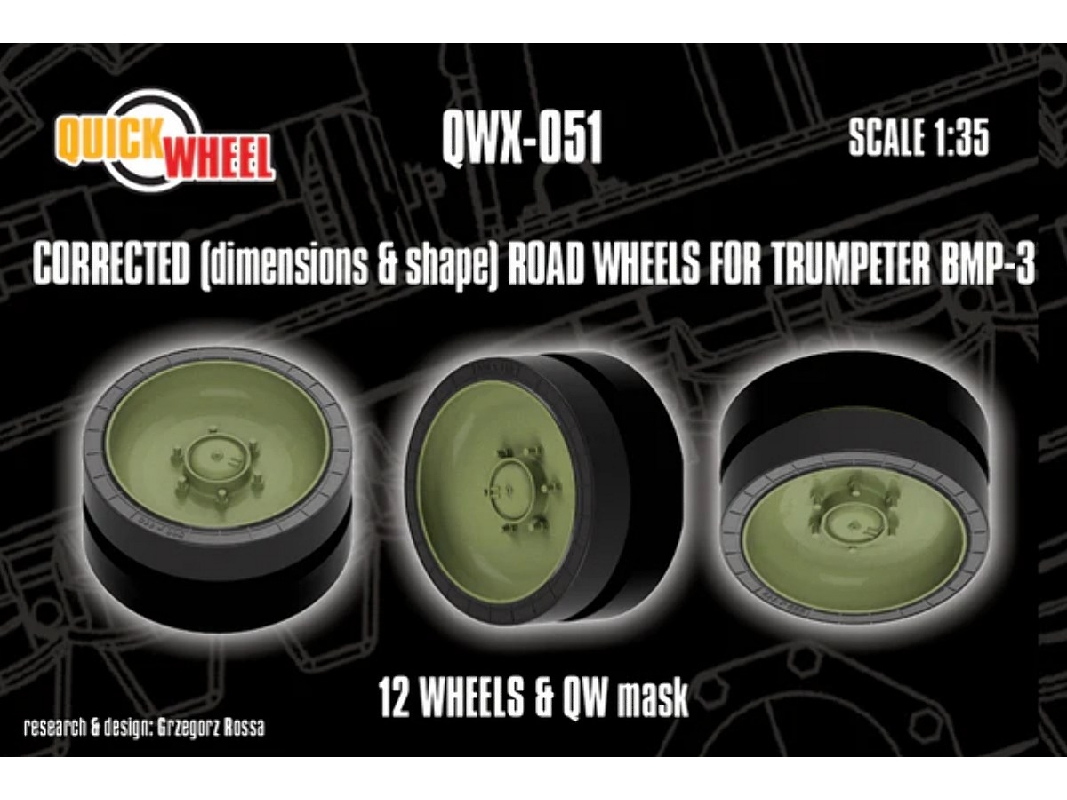 Bmp-3 - Corrected Road Wheels 12 Wheels & Qw Mask (For Trumpeter Kits) - image 1