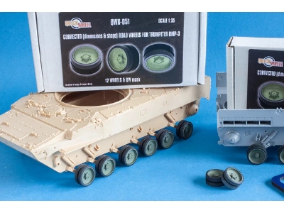 Bmp-3 - Corrected Road Wheels 12 Wheels & Qw Mask (For Trumpeter Kits) - image 2