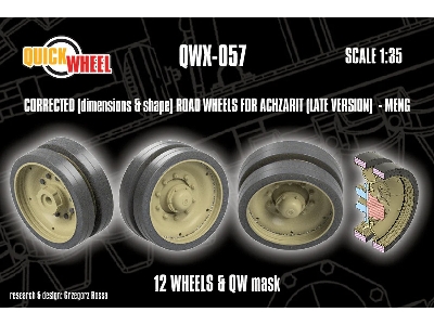 Achzarit (Late) - Corrected Road Wheels 12 Wheels & Qw Mask (For Meng Kits) - image 1
