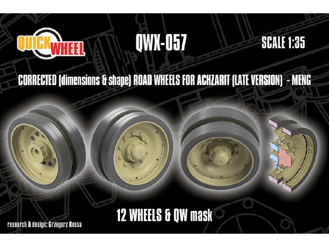 Achzarit (Late) - Corrected Road Wheels 12 Wheels & Qw Mask (For Meng Kits) - image 1