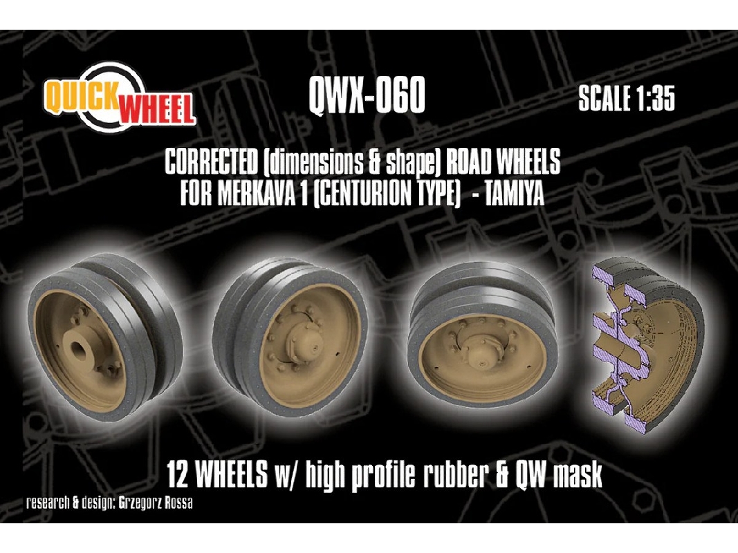 Merkava 1 (Centurion Type) - Corrected Road Wheels 12 Wheels & Qw Mask (For Tamiya Kits) - image 1