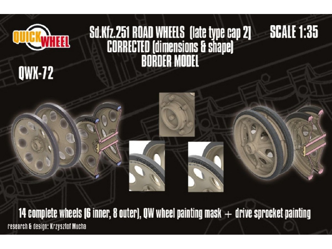 Sd.Kfz. 251 - Corrected Road Wheels (Late Type Cap 2) (For Border Kits) - image 1