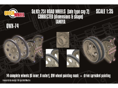 Sd.Kfz. 251 - Corrected Road Wheels (Late Type Cap 2) (For Tamiya Kits) - image 1