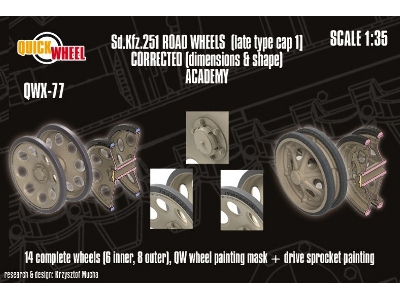 Sd.Kfz. 251 - Corrected Road Wheels (Late Type Cap 1) (For Academy Kits) - image 1