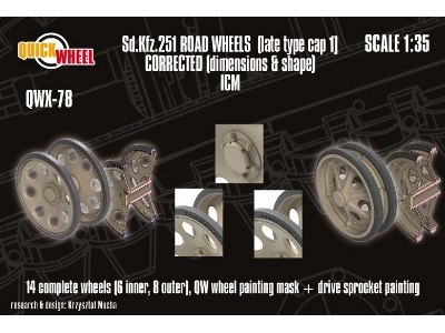 Sd.Kfz. 251 - Corrected Road Wheels (Late Type Cap 1) (For Icm Kits) - image 1