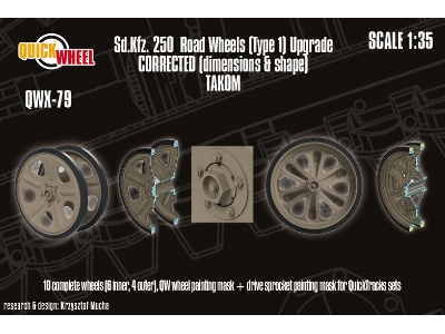 Sd.Kfz. 250 - Corrected Road Wheels (Type 1) (For Takom Kits) - image 1