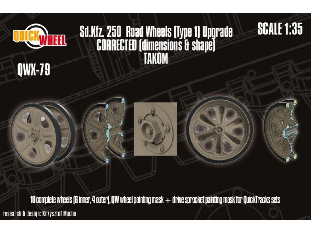 Sd.Kfz. 250 - Corrected Road Wheels (Type 1) (For Takom Kits) - image 1
