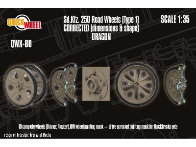 Sd.Kfz. 250 - Corrected Road Wheels (Type 1) (For Dragon Kits) - image 1