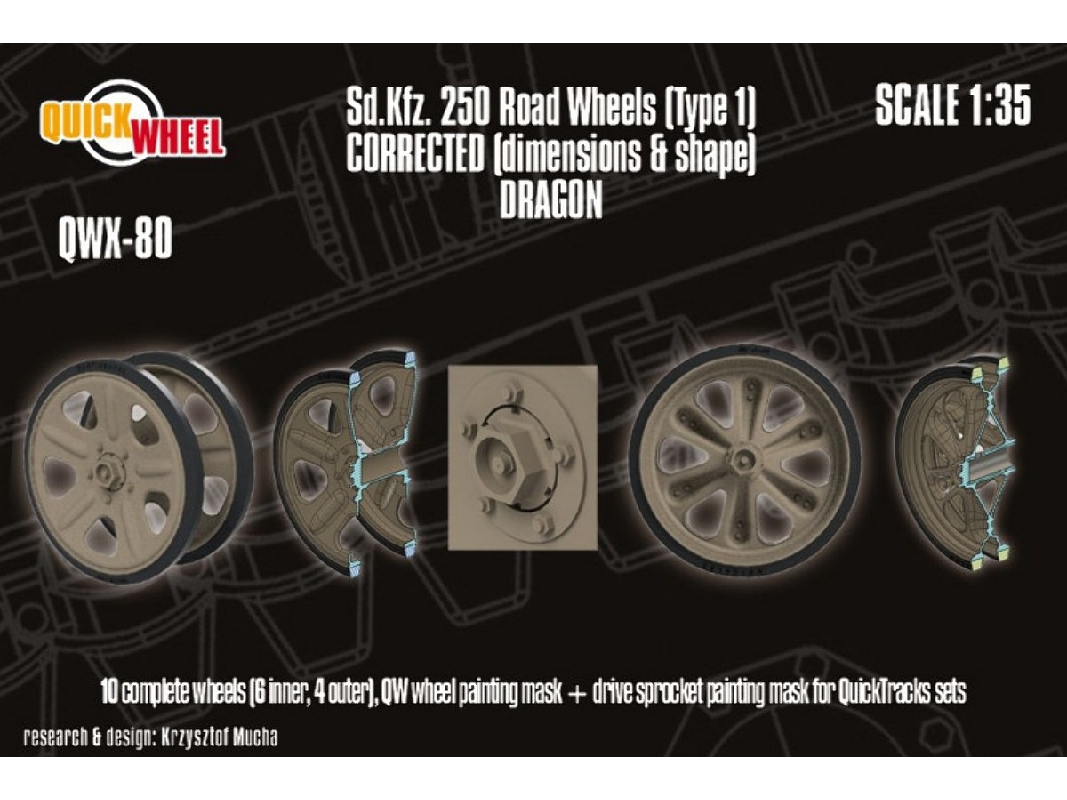 Sd.Kfz. 250 - Corrected Road Wheels (Type 1) (For Dragon Kits) - image 1