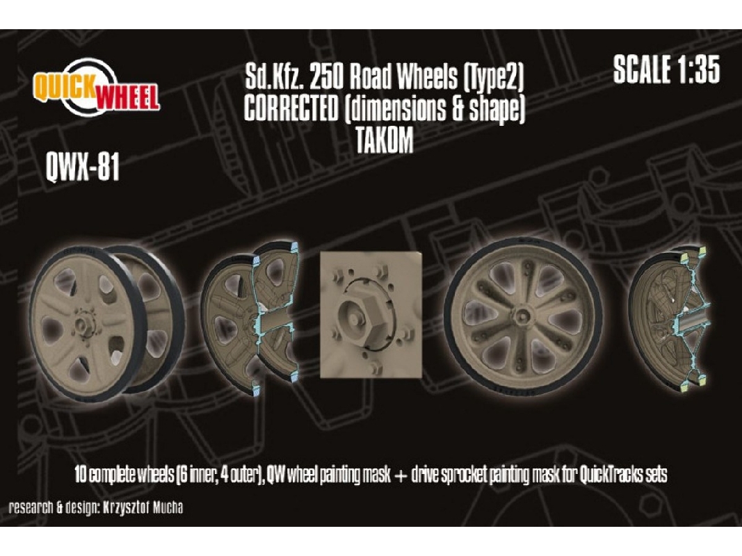 Sd.Kfz. 250 - Corrected Road Wheels (Type 2) (For Takom Kits) - image 1