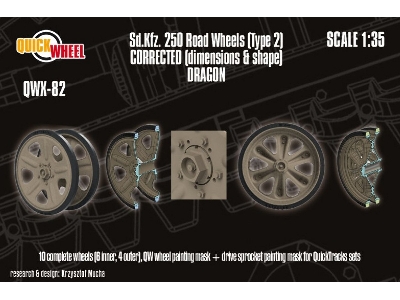 Sd.Kfz. 250 - Corrected Road Wheels (Type 2) (For Dragon Kits) - image 1