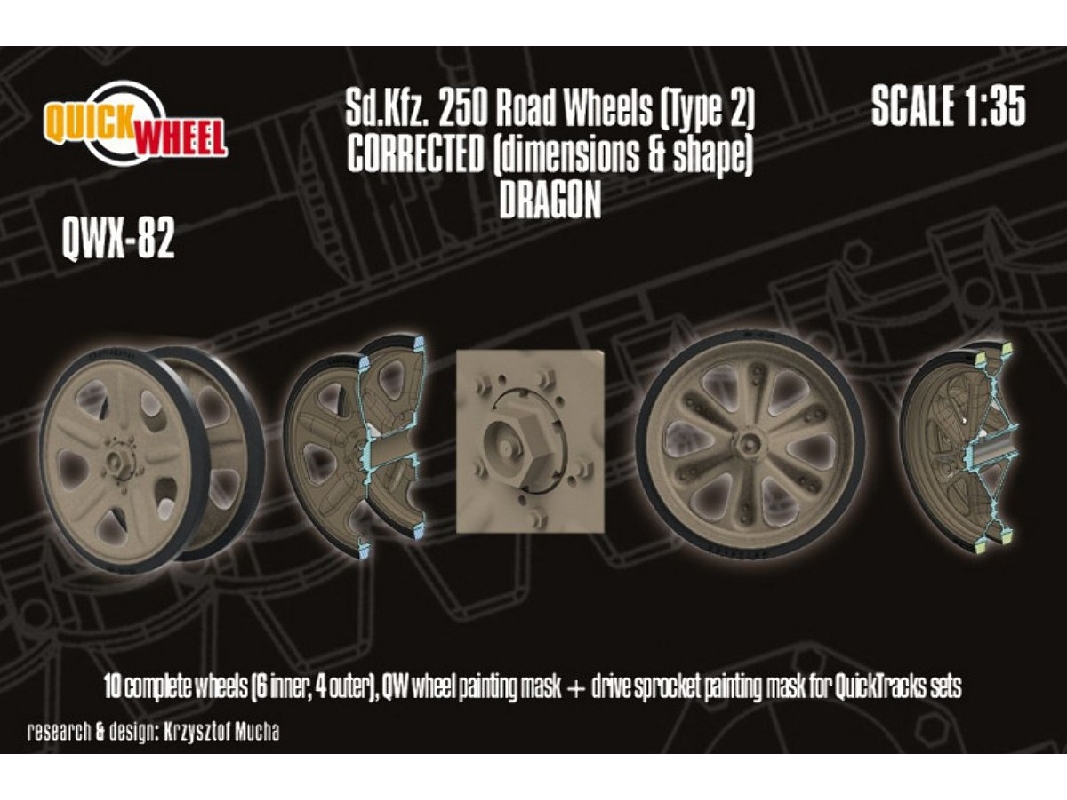 Sd.Kfz. 250 - Corrected Road Wheels (Type 2) (For Dragon Kits) - image 1