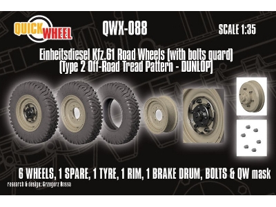 Einheitsdiesel Kfz. 61 - Road Wheels With Bolts Guard  (Type 2 Off-road Tread Pattern Dunlop) - image 1