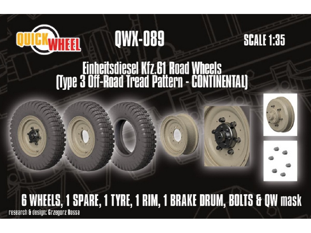  einheitsdiesel Kfz. 61 - Road Wheels (Type 3 Off-road Tread Pattern Continental) - image 1