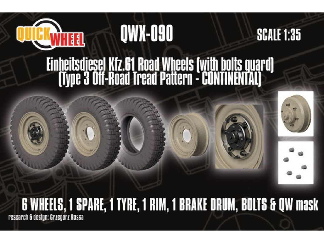 Einheitsdiesel Kfz. 61 - Road Wheels With Bolts Guard (Type 3 Off-road Tread Pattern Continental) - image 1