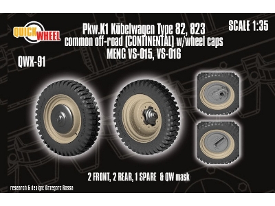 Pkw. K1 Kubelwagen Type 82 - 823 Common Off-road (Continental) W/ Wheel Caps (For Meng Kits) - image 1