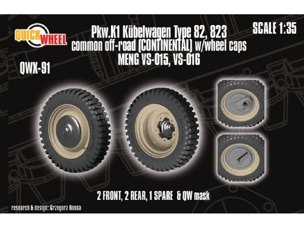 Pkw. K1 Kubelwagen Type 82 - 823 Common Off-road (Continental) W/ Wheel Caps (For Meng Kits) - image 1