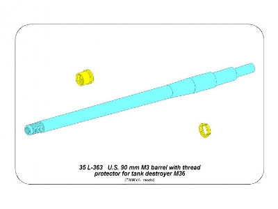 U.S. 90 mm M3 barrel with thread protector for tank destroyer M36 - image 13